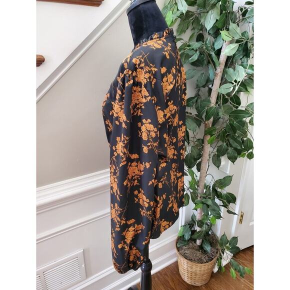 Sheln Women's Black Floral Polyester Long Sleeve Round Neck Pullover Blouse 2XL - Picture 6 of 11